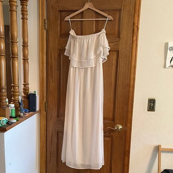 Bar III Dresses Bar Iii Ruffle Maxi Dress Offshoulder Boho